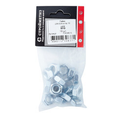 Гайка шестигранная оцинкованная М10 DIN 934 10 (18 шт.) - фото 3