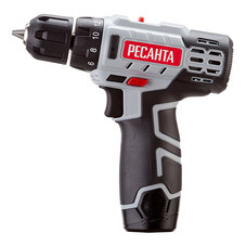 Дрель-шуруповерт аккумуляторная Ресанта ДА-12-2ЛК 12 В 2 Ач Li-Ion 2 АКБ и ЗУ (75/14/2)