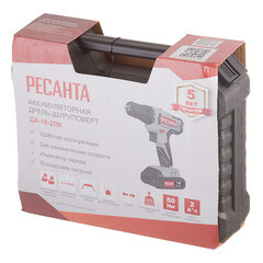 Дрель-шуруповерт аккумуляторная Ресанта ДА-18-2ЛК 18 В 2 Ач Li-Ion 2 АКБ и ЗУ (75/14/5) - фото 5