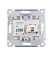 Розетка компьютерная/ телефонная Hegel Master встраиваемая серебро RJ11/ RJ45 (РСКТ-440-06) - фото 4