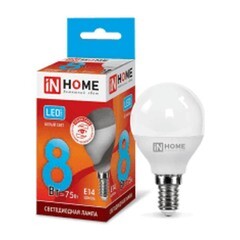 Лампа светодиодная In Home LED шар VC 8 Вт 230 В Е14 4000К 600 Лм