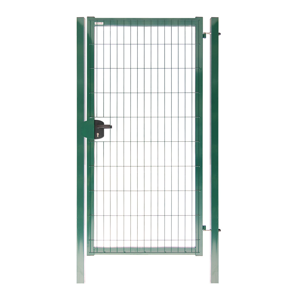 Изображение товара Распашная калитка с панелью 3D Medium и столбами 1х2,03 м RAL 6005 зеленая