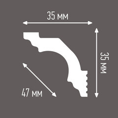 Плинтус потолочный из пенополистирола 35х35х2000 мм под натяжной потолок с возможностью светодиодной подсветки Плинтэкс I35/35SC - фото 2