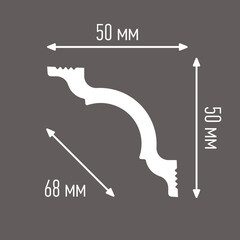 Плинтус потолочный из пенополистирола 50х50х2000 мм под натяжной потолок с возможностью светодиодной подсветки Плинтэкс I50/50SC - фото 6