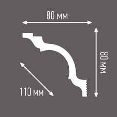 Плинтус потолочный из пенополистирола 80х80х2000 мм под натяжной потолок с возможностью светодиодной подсветки Плинтэкс I80/80SC - фото 4