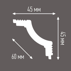 Плинтус потолочный из пенополистирола 45х45х2000 мм Плинтэкс K45/45 - фото 3