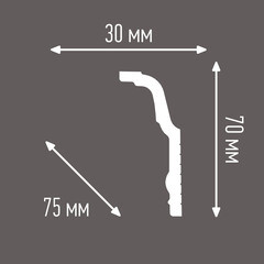 Плинтус потолочный из пенополистирола 30х70х2000 мм под натяжной потолок с возможностью светодиодной подсветки Плинтэкс J 30/70 - фото 4