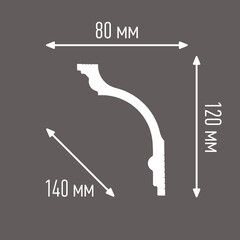 Плинтус потолочный из пенополистирола 80х120х2000 мм под натяжной потолок с возможностью светодиодной подсветки Плинтэкс Q80/120 - фото 2