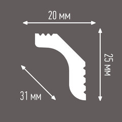 Плинтус потолочный из пенополистирола 20х25х2000 мм под натяжной потолок Плинтэкс C20/25 - фото 2