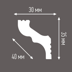 Плинтус потолочный из пенополистирола 30х35х2000 мм Плинтэкс H 30/35 - фото 3