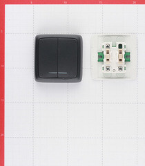 Выключатель Hegel Alfa двухклавишный накладной черный с подсветкой (ВА10-154-08) - фото 2