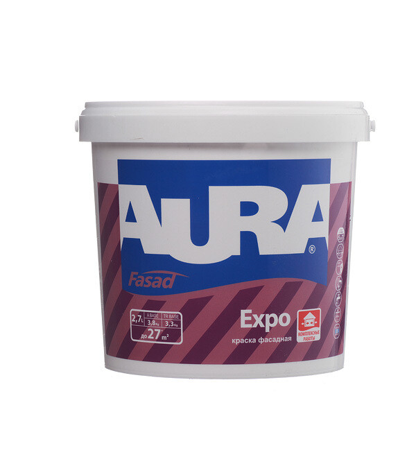 Изображение товара Краска фасадная Aura Fasad Expo акриловая база А белая 2,7 л