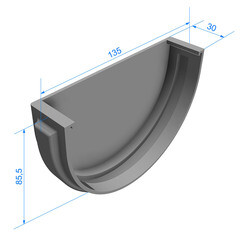 Заглушка желоба Docke Premium пластиковая d120 мм графитовый серый RAL 7024 - фото 6