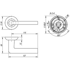 Ручка дверная Punto Rex круглая розетка матовый никель/хром - фото 2