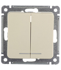 Изображение товара Выключатель Hegel Master двухклавишный встраиваемый слоновая кость с подсветкой (ВС10-452-01)