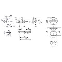Ручка-защелка Punto кноб 6072 BL-B с фиксатором черная - фото 4