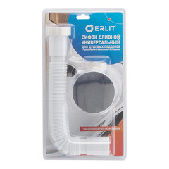 Сифон для душевого поддона Erlit 40 мм гофрированный с выпуском d46-60 мм с соединением 32/40 мм (9923088001) - фото 3