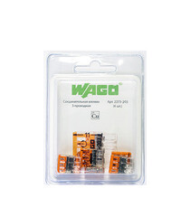 Клемма на 3 провода Wago 2273-203 0,5-2,5 кв. мм самозажимная без пасты (6 шт.) - фото 1
