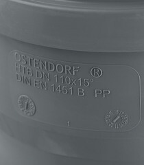 Отвод Ostendorf HTB d110 мм 15° пластиковый для внутренней канализации (115100) - фото 11