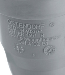 Отвод Ostendorf НТВ d40 мм 67° пластиковый для внутренней канализации (111130) - фото 2