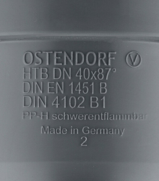 Отвод Ostendorf НТВ d40 мм 87° пластиковый для внутренней канализации ...
