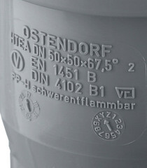 Тройник Ostendorf HTEA d50 мм 67° пластиковый для внутренней канализации (112300) - фото 3