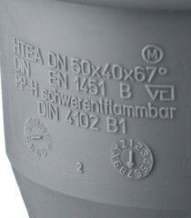 Тройник Ostendorf HTEA d50х40 мм 67° пластиковый для внутренней канализации (112310) - фото 3