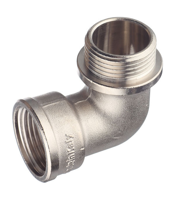 Изображение товара Угол Stout 1 ВР(г) х 1 НР(ш) латунный с никелевым покрытием 90º