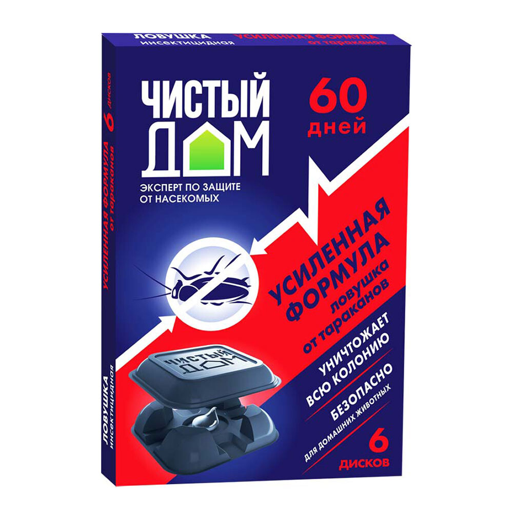 Изображение товара Средство для защиты от тараканов ловушка усиленного действия Чистый дом (6 шт.)