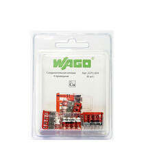 Клемма на 4 провода Wago 2273-204 0,5-2,5 кв.мм самозажимная без пасты (6 шт.) (2567/2273-204) - фото 1