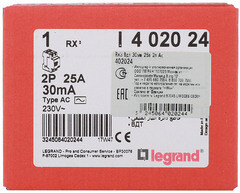 УЗО Legrand RX3 25А 1P+N тип AC 30 мА 10 кА (402024) - фото 2