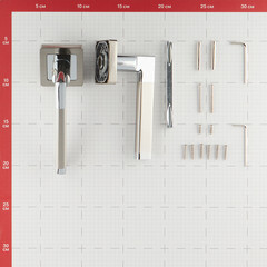 Ручка дверная Punto Pluton квадратная розетка матовый никель/хром - фото 4