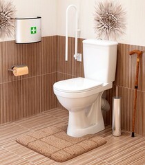 Унитаз-компакт Оскольская керамика Персона Стандарт с косым выпуском с сиденьем полипропилен с поручнем (16726) - фото 5