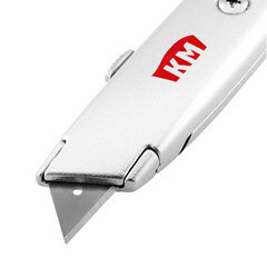 Нож строительный КМ 19 мм с трапециевидным выдвижным лезвием металлический корпус - фото 5