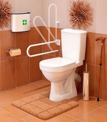 Унитаз-компакт Оскольская керамика Персона Стандарт с косым выпуском с сиденьем полипропилен с поручнем (16726) - фото 10