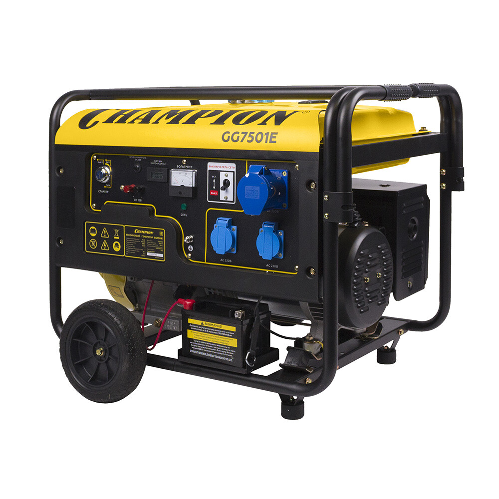 Изображение товара Бензиновый генератор Champion GG7501E 6 кВт с электростартером и стабилизатором напряжения