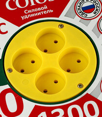 Удлинитель Союз без заземления 20 м на катушке 1,3 кВт 4 розетки ПВС (ТУ) 2х0,75 кв.мм IP20 - фото 4