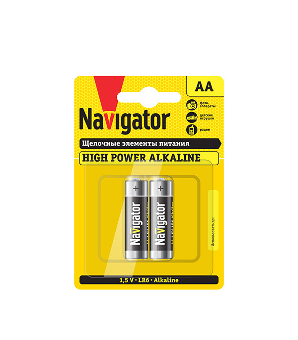 Изображение товара Батарейка Navigator АА пальчиковая LR6 1,5 В (2 шт.)