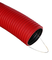 Изображение товара Труба двустенная гофрированная ПНД/ПВД d63/52 мм SN6 с протяжкой м.п.