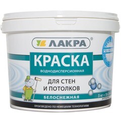 Краска акриловая водно-дисперсионная для стен Лакра 3 кг