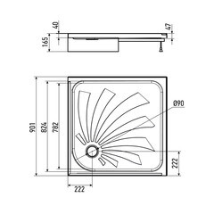 Поддон Alex Baitler акриловый 90х90х17 см квадрат белый низкий (AB9017H-2) - фото 4