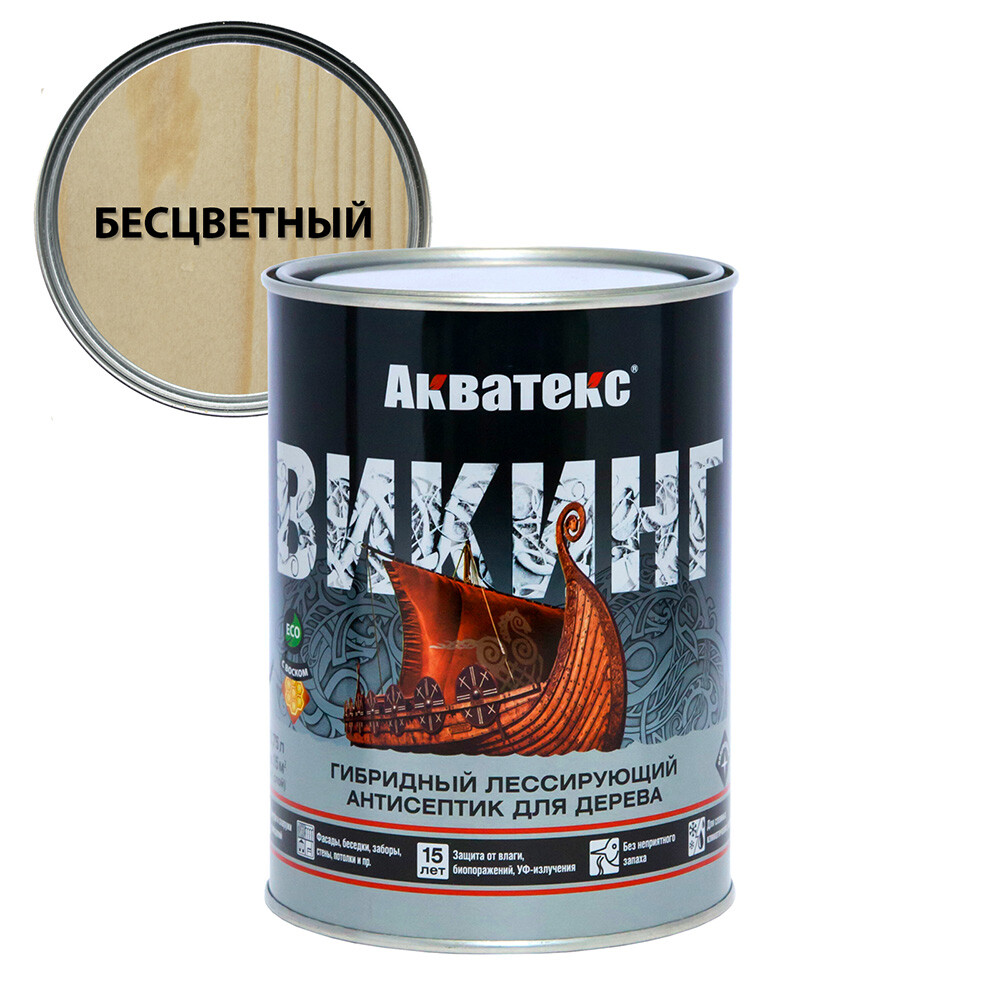 Изображение товара Антисептик Акватекс Викинг декоративный для дерева бесцветный 0,75 л