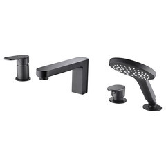 Смеситель на борт ванны WasserKraft Elbe 7400 черный однорычажный с лейкой (7455)