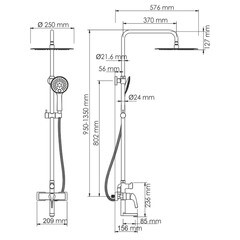 Душевая система WasserKraft Sauer 7100 с верхним душем с лейкой с изливом золото (A17101) - фото 4