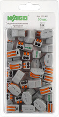 Клемма на 2 провода Wago 0,08-2,5 кв.мм с рычажками без пасты (50 шт.) (222-412/2650) - фото 3