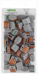 Клемма на 3 провода Wago 0,08-2,5 кв.мм с рычажками без пасты (50 шт.) (222-413/2651) - фото 4
