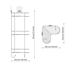 Полка для ванной Kleber Lite угловая трехъярусная с крючками 240х240х550 мм металл/силикон хром (KLE-LT056) - фото 2