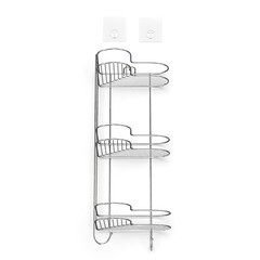 Полка для ванной Kleber Lite угловая трехъярусная с крючками 240х240х550 мм металл/силикон хром (KLE-LT056) - фото 4
