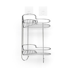 Полка для ванной Kleber Lite угловая двухъярусная с крючками 240х240х425 мм металл/силикон хром (KLE-LT083) - фото 5