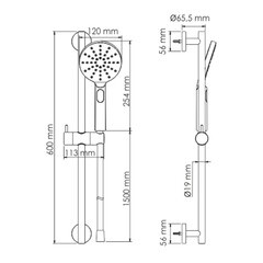 Душевой комплект WasserKraft с лейкой со стойкой хром (A144) - фото 2